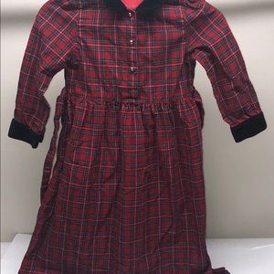 Lands End Girls Sz 6x Plaid Corduroy Holiday Dress